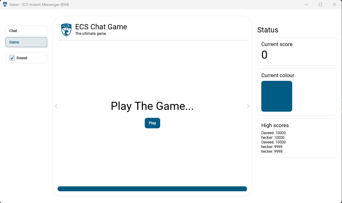 Game start window Game start window